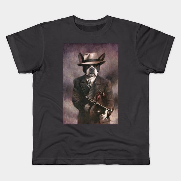 Boston Terrier Gangster Kids T-Shirt by mictomart